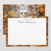 Labrador Retriever Gepersonaliseerde Naam Herfst Notitiekaartje (Voorkant / Achterkant)