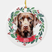 Labrador Retriever Gepersonaliseerde Vakantie Kran Keramisch Ornament (Achterkant)