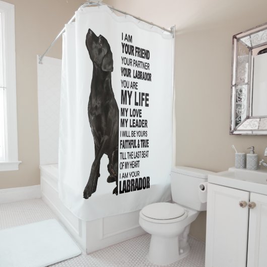 Labrador Retriever Gifts Black Lab Face Afbeelding Douchegordijn (In situ)