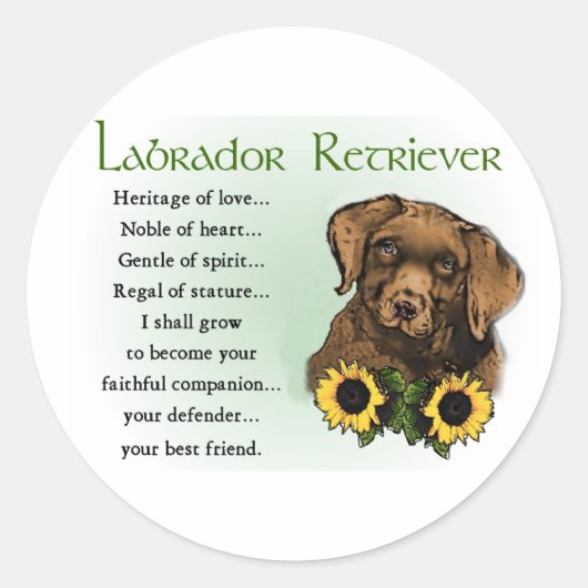 Labrador Retriever Gifts Ronde Sticker (Voorkant)