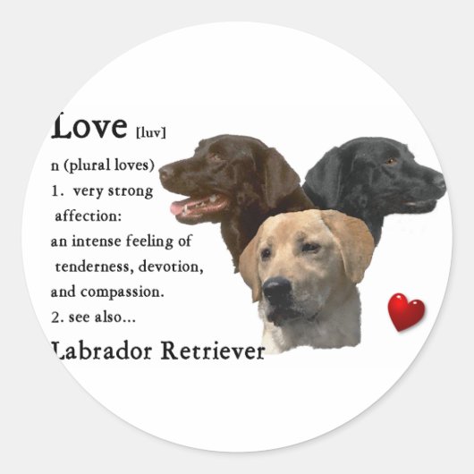 Labrador Retriever Gifts Ronde Sticker (Voorkant)
