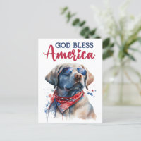Labrador Retriever, God Bless America Ansichtkaart