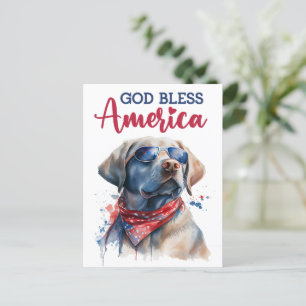 Labrador Retriever, God Bless America Ansichtkaart Briefkaart