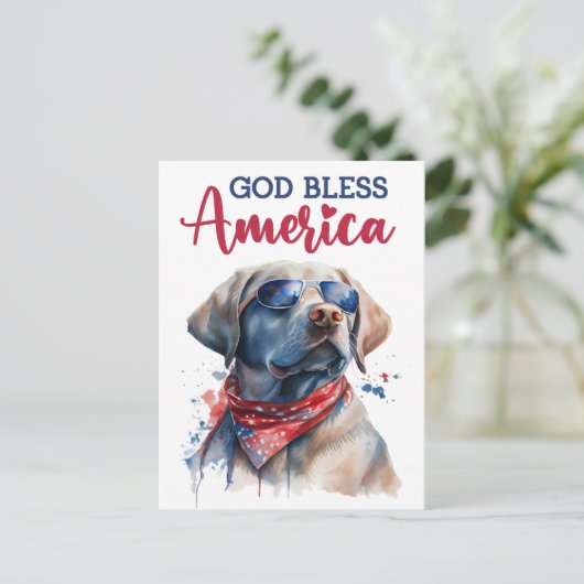 Labrador Retriever, God zegene Amerika Briefkaart (Staand voorkant)