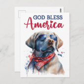 Labrador Retriever, God zegene Amerika Briefkaart (Voorkant / Achterkant)