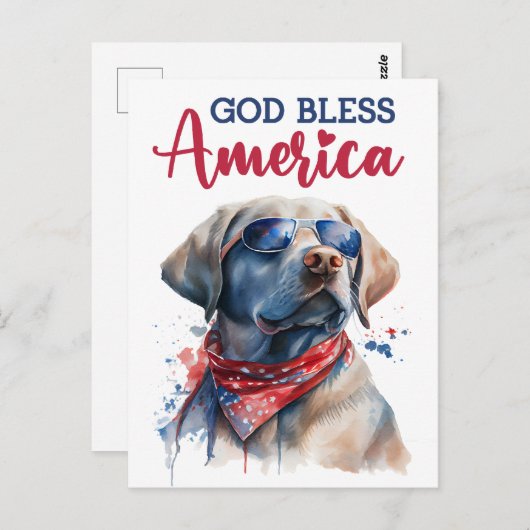 Labrador Retriever, God zegene Amerika Briefkaart (Voorkant / Achterkant)