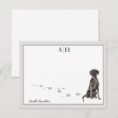 Labrador Retriever Gray Border Monogram Note Card Notitiekaartje (Voorkant / Achterkant)