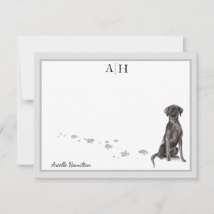 Labrador Retriever Gray Border Monogram Note Card Notitiekaartje
