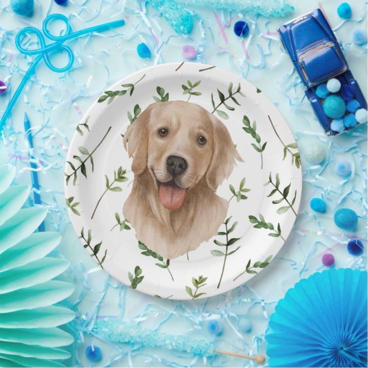 Labrador Retriever Greenery Boho Baby shower Papieren Bordje (Feest)
