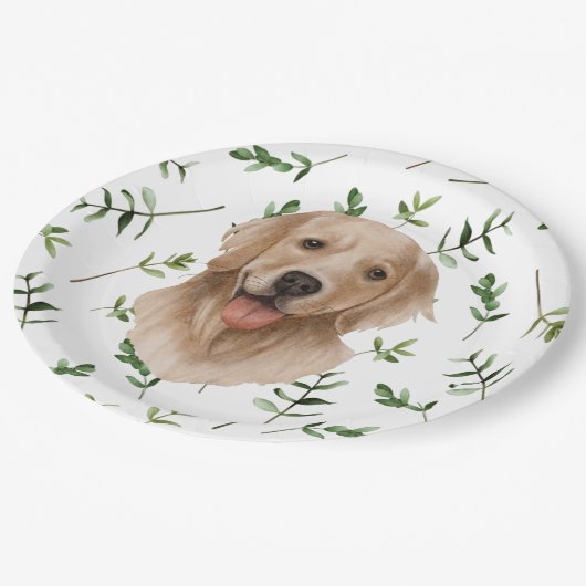 Labrador Retriever Greenery Boho Baby shower Papieren Bordje (Gekanteld)
