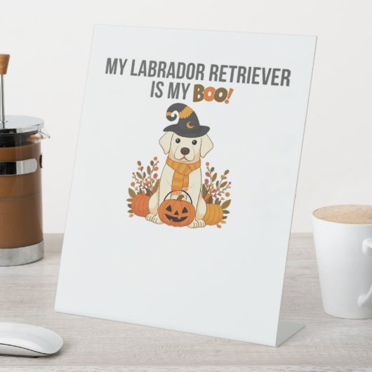 Labrador Retriever Halloween Dog Funny Spooky Boo Reclamebord Met Voetstuk (Insitu)