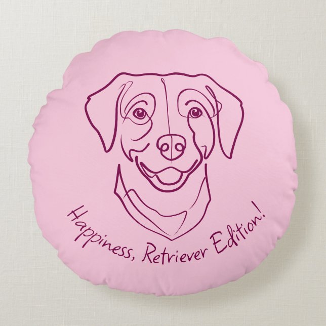 Labrador Retriever. Happiness, Retriever Edition! Rond Kussen (Voorkant)