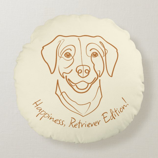 Labrador Retriever. Happiness, Retriever Edition! Rond Kussen (Voorkant)
