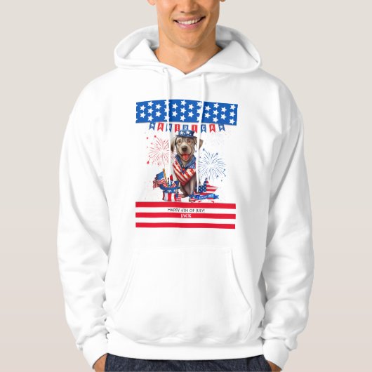 Labrador Retriever Happy 4th van juli Onafhankelij Hoodie (Voorkant)