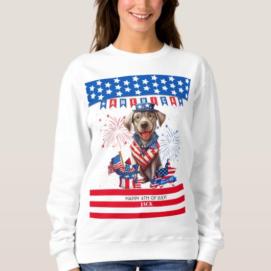 Labrador Retriever Happy 4th van juli Onafhankelij Trui (Voorkant)