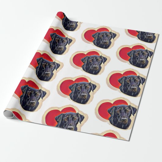 Labrador Retriever Heart Cadeaupapier (Uitgerold)