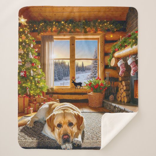 Labrador Retriever Holiday Sherpa Deken (Voorkant)