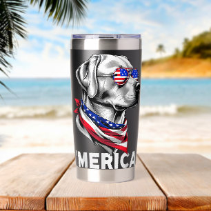 Labrador Retriever Hond Amerika Patriotisch 4 juli Geïsoleerde Drinkbeker
