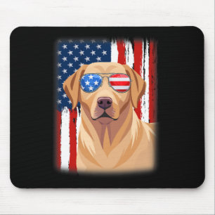 Labrador Retriever Hond Amerikaanse Vlag 4 juli VS Muismat