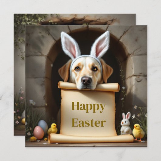 Labrador retriever hond en de boodschap feestdagenkaart (Voorkant / Achterkant)