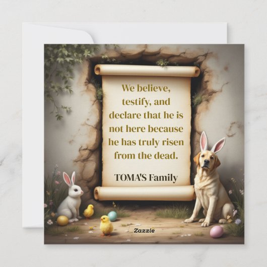 Labrador retriever hond en de boodschap feestdagenkaart (Achterkant)