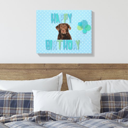 Labrador Retriever Hond Gelukkige Verjaardag Canvas Afdruk (Insitu (Slaapkamer))