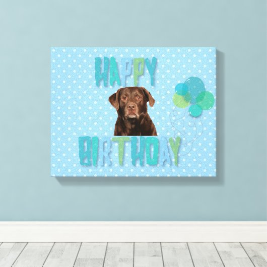 Labrador Retriever Hond Gelukkige Verjaardag Canvas Afdruk (Insitu (Houten vloer))