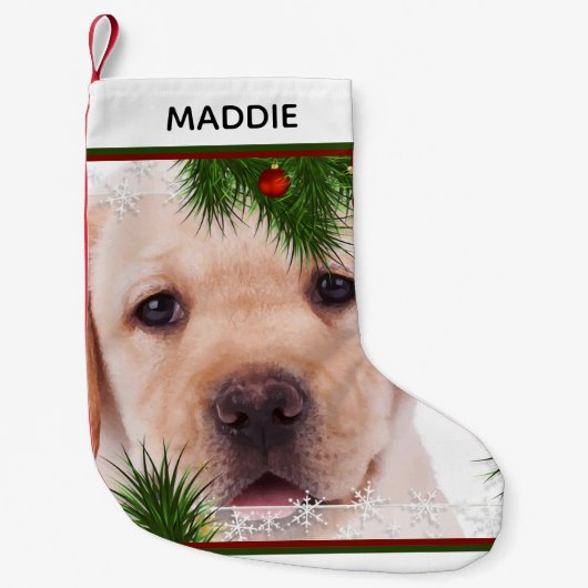 Labrador Retriever Hond Gepersonaliseerde Kerstmis Kleine Kerstsok (Voorkant)
