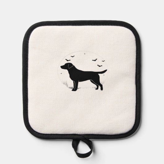 Labrador Retriever Hond Halloween Maan Silhouet Pannenlap (Voorkant)