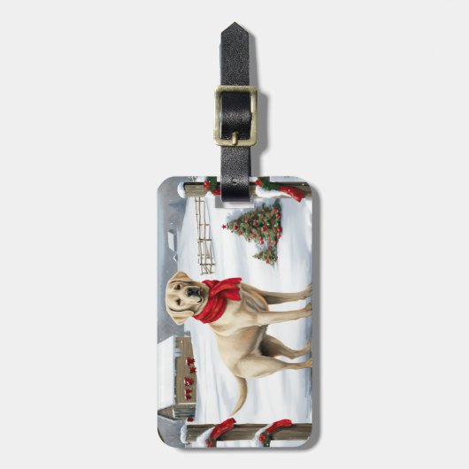 Labrador Retriever Hond in Sneeuw Kerstmis Bagagelabel (Voorkant verticaal)