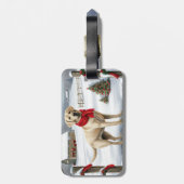 Labrador Retriever Hond in Sneeuw Kerstmis Bagagelabel (Achterkant verticaal)