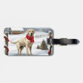 Labrador Retriever Hond in Sneeuw Kerstmis Bagagelabel (Achterkant horizontaal)