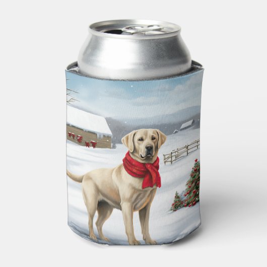Labrador Retriever Hond in Sneeuw Kerstmis Blikjeskoeler (Blikje Voorkant)
