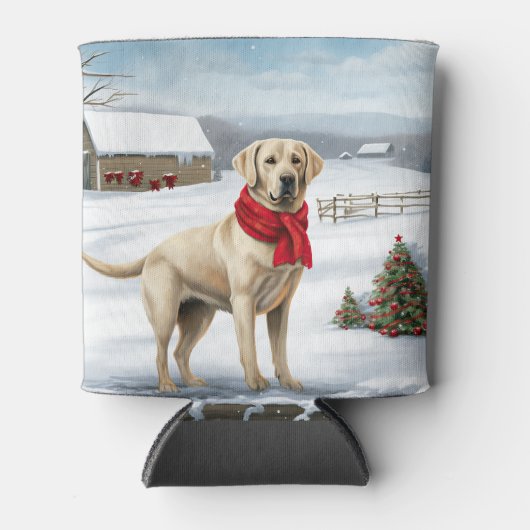 Labrador Retriever Hond in Sneeuw Kerstmis Blikjeskoeler (Voorkant)