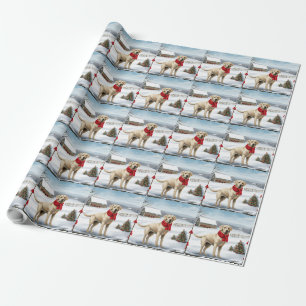 Labrador Retriever Hond in Sneeuw Kerstmis Cadeaupapier