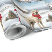Labrador Retriever Hond in Sneeuw Kerstmis Cadeaupapier (Rol Hoek)