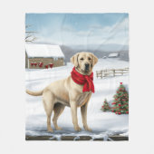 Labrador Retriever Hond in Sneeuw Kerstmis Fleece Deken (Voorkant)