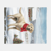 Labrador Retriever Hond in Sneeuw Kerstmis Fleece Deken (Voorkant (Horizontaal))