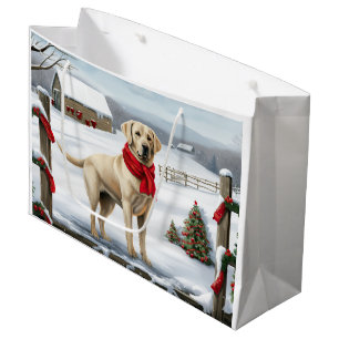 Labrador Retriever Hond in Sneeuw Kerstmis Groot Cadeauzakje