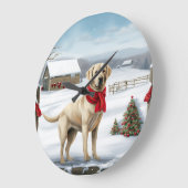 Labrador Retriever Hond in Sneeuw Kerstmis Grote Klok (Hoek)