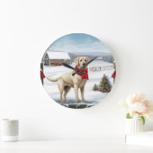 Labrador Retriever Hond in Sneeuw Kerstmis Grote Klok (Huis)