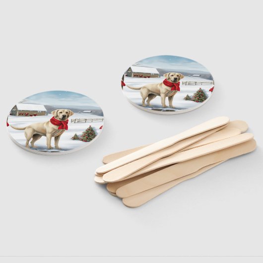 Labrador Retriever Hond in Sneeuw Kerstmis Handwaaier (Niet-gemonteerd)