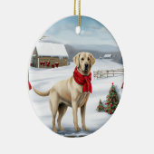 Labrador Retriever Hond in Sneeuw Kerstmis Keramisch Ornament (Rechts)
