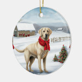 Labrador Retriever Hond in Sneeuw Kerstmis Keramisch Ornament (Links)