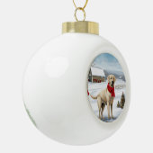 Labrador Retriever Hond in Sneeuw Kerstmis Keramische Bal Ornament (Links)