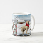 Labrador Retriever Hond in Sneeuw Kerstmis Koffiemok (Voorkant rechts)