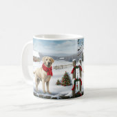 Labrador Retriever Hond in Sneeuw Kerstmis Koffiemok (Voorkant links)