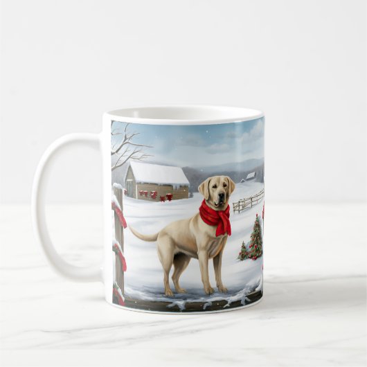 Labrador Retriever Hond in Sneeuw Kerstmis Koffiemok (Links)