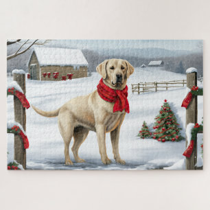 Labrador Retriever Hond in Sneeuw Kerstmis Legpuzzel