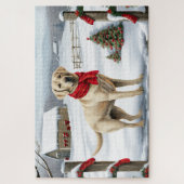 Labrador Retriever Hond in Sneeuw Kerstmis Legpuzzel (Verticaal)